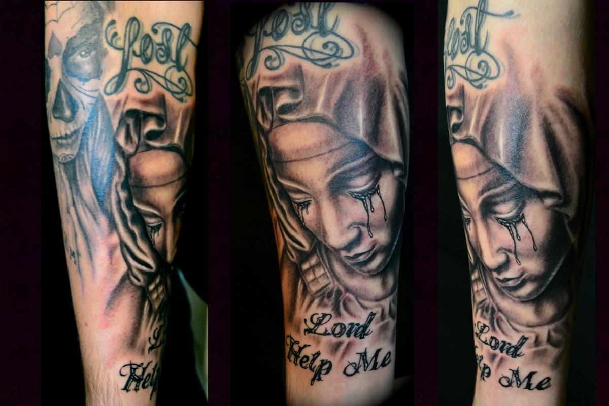 Tattoos - Virgin Mary Crying Tears of Blood - 61178